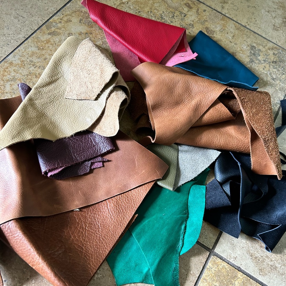 #3F- Leather remnants pieces perfect for crafting